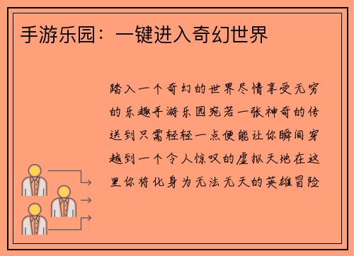 手游乐园：一键进入奇幻世界